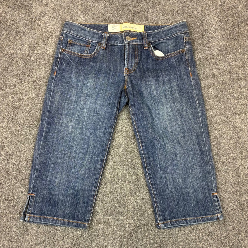 Ann Taylor LOFT Slim Cropped Denim Jeans Medium Wash Size 2P W29 Capri Pants